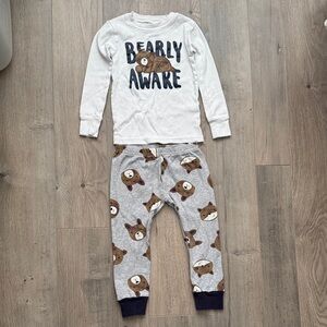 Carter's White, blue and Gray Bear Pajama Set
